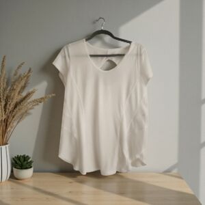 Athleta Soft White Short Sleeve Top Size Large